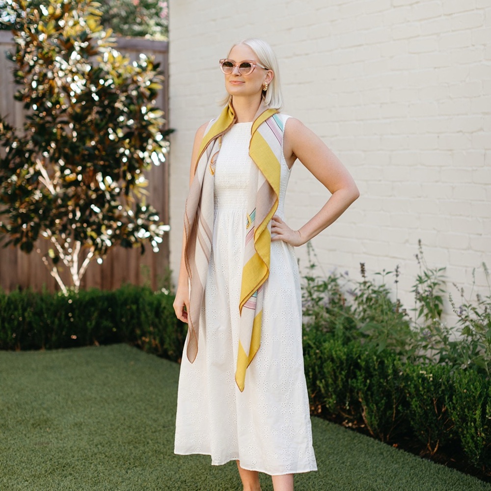 Hill House Cosima Nap Dress in White Patchwork Organza